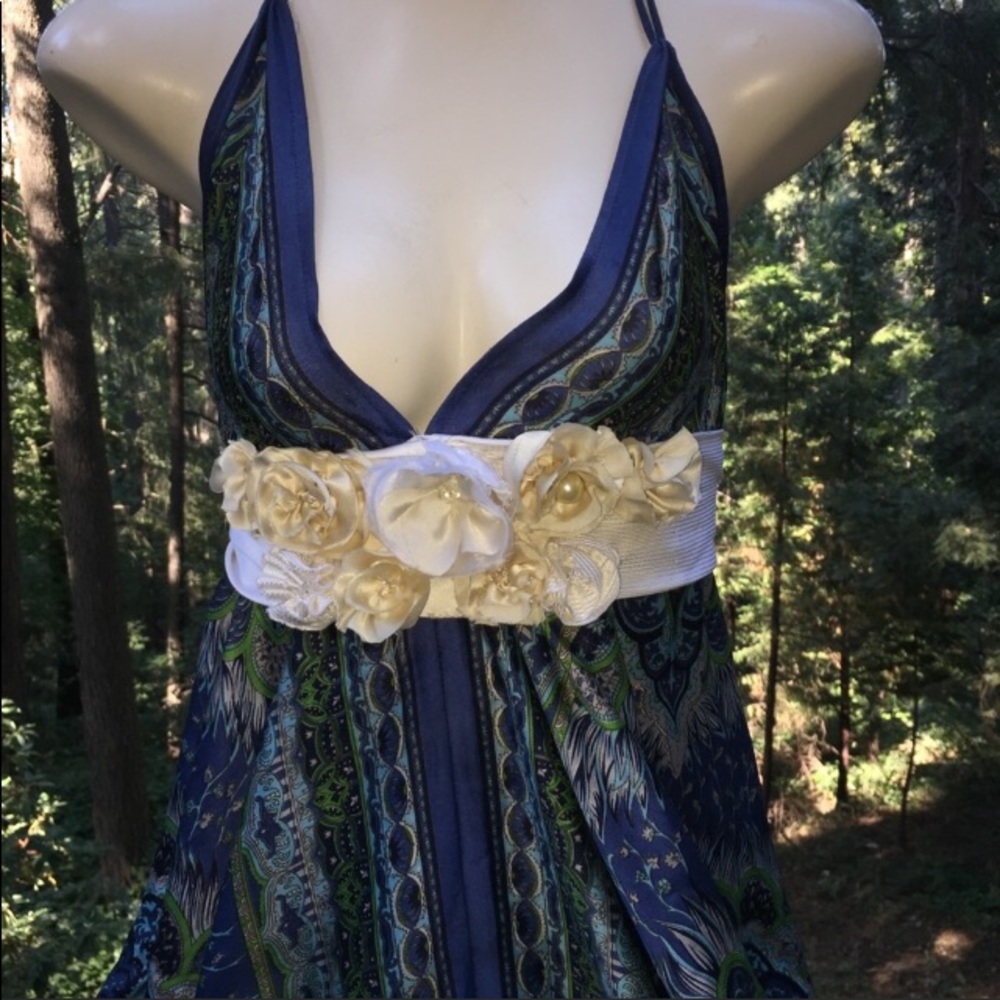 Kreativekristen upcycle tie/flower cummerbund,vintage statement belt - Picture 6 of 9
